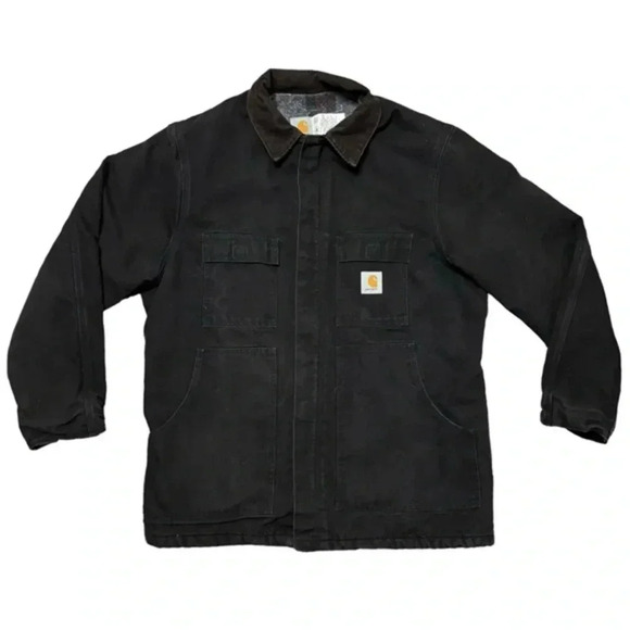Vintage Carhartt Union Made 90s Black Jacket Blanket Lined - Picture 1 of 12